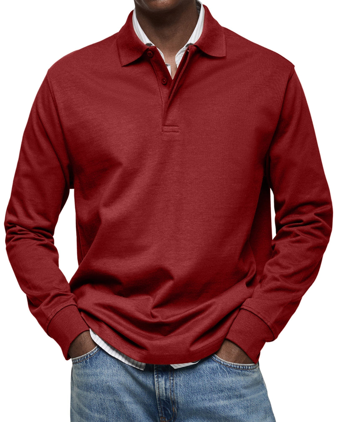 Chemise Poloshirt Casual à Manches Longues