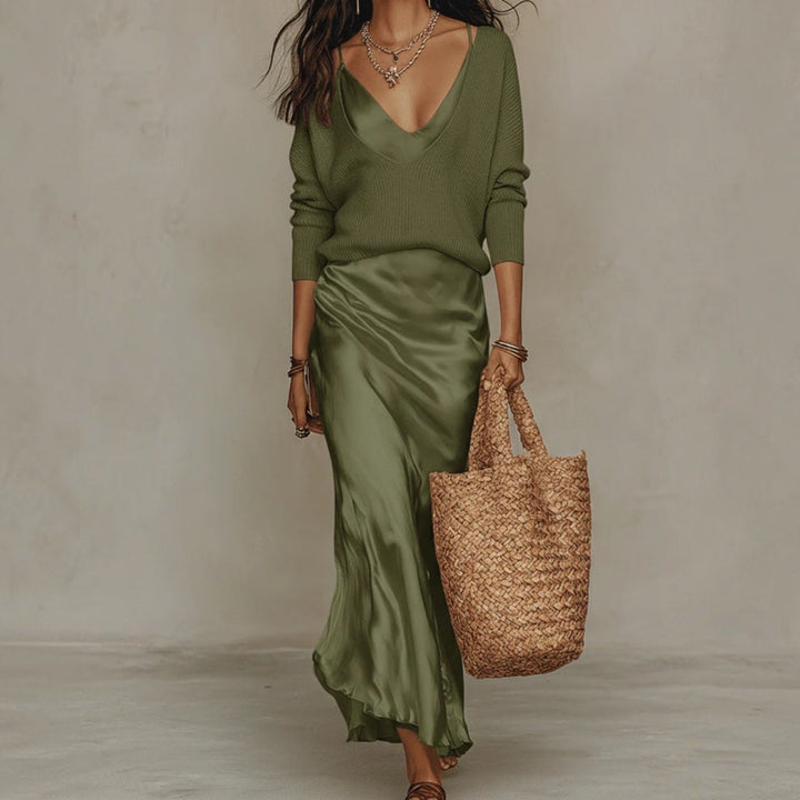 SOLÈNE™ | Ensemble Robe &amp; Gilet en Maille