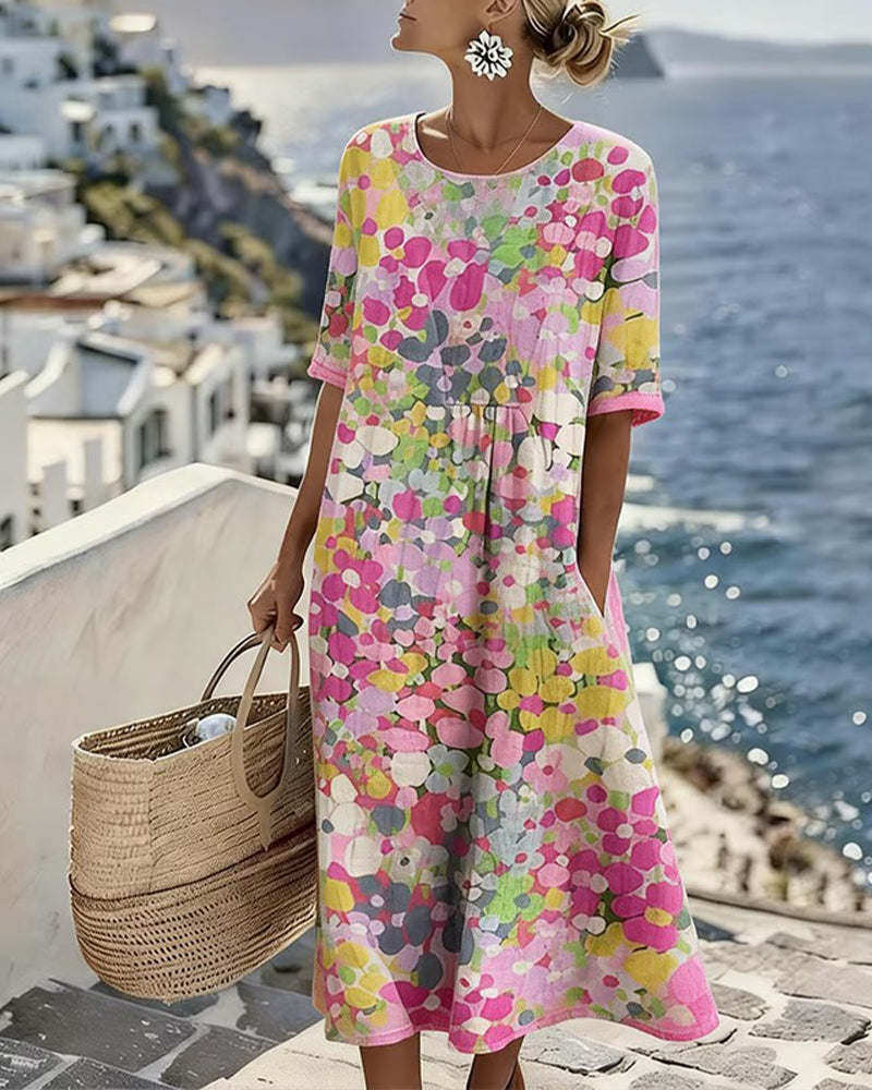 Elena | Robe Midi Florale Légère et Ample