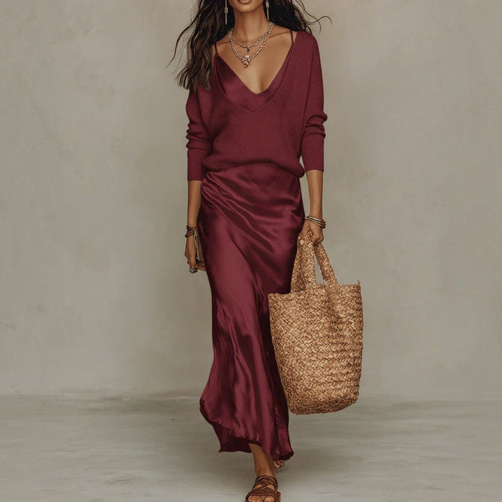SOLÈNE™ | Ensemble Robe &amp; Gilet en Maille