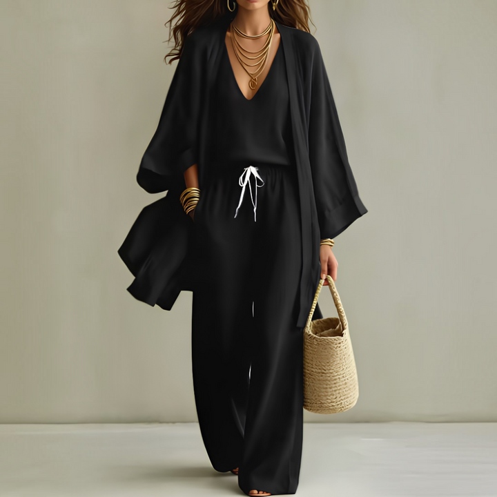 Isabelle™ | Ensemble Élégant en Lin 3 Pièces