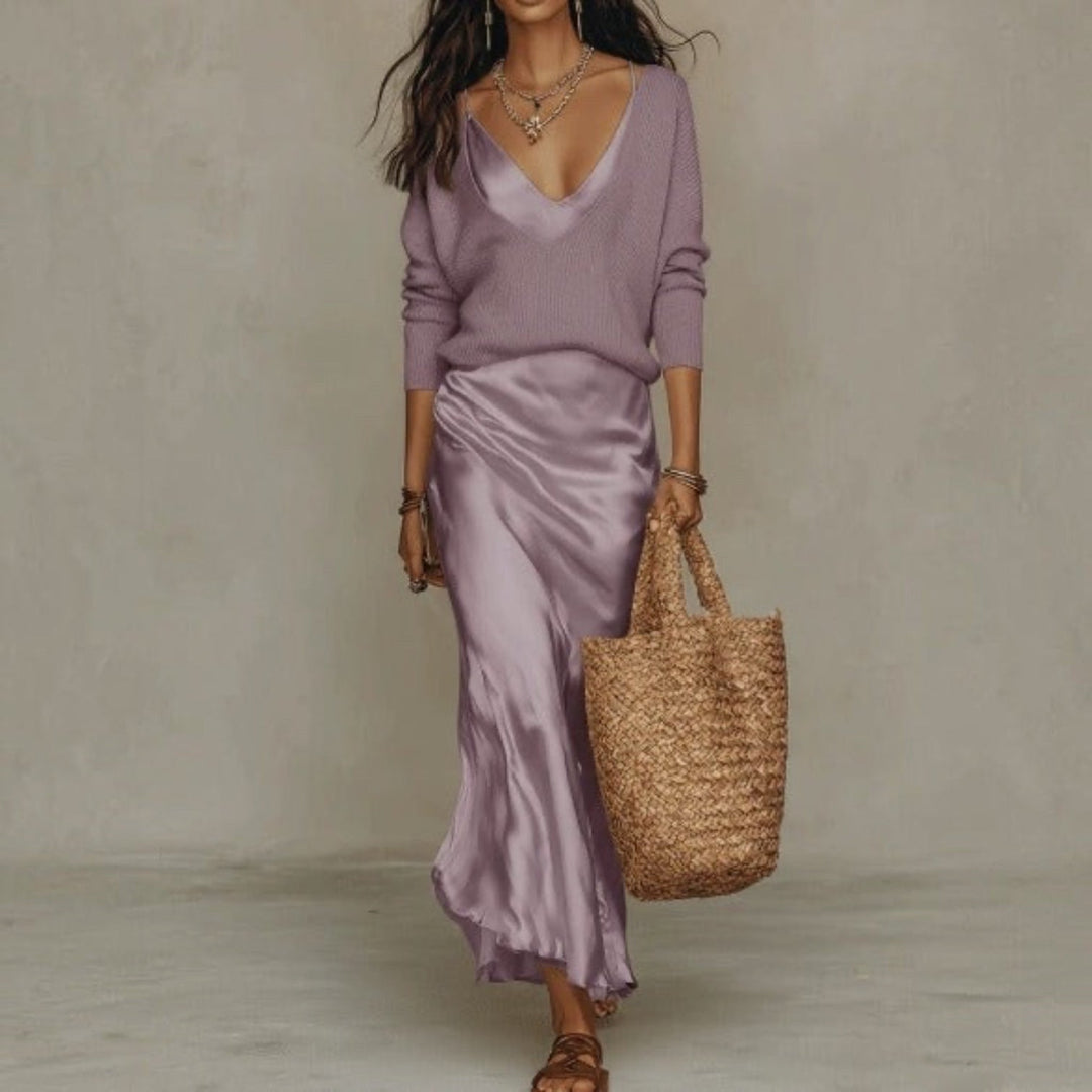SOLÈNE™ | Ensemble Robe &amp; Gilet en Maille