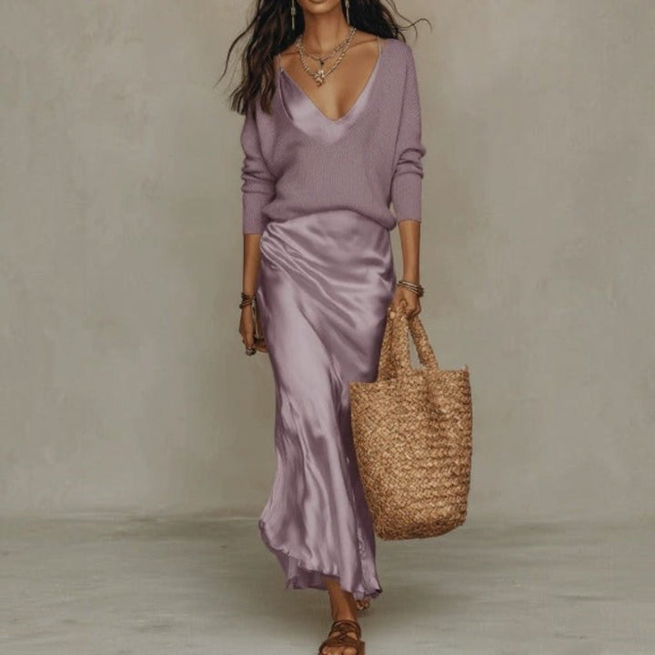 SOLÈNE™ | Ensemble Robe &amp; Gilet en Maille
