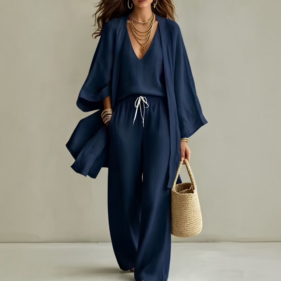 Isabelle™ | Ensemble Élégant en Lin 3 Pièces