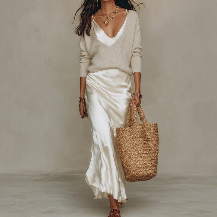 SOLÈNE™ | Ensemble Robe &amp; Gilet en Maille