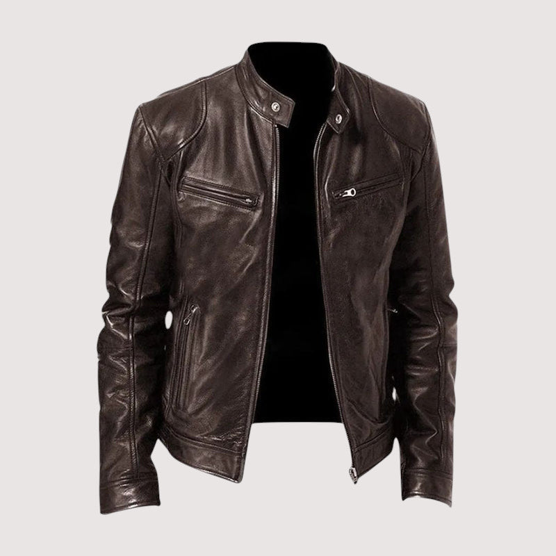 VESTE EN CUIR HAUT DE GAMME ÉLÉGANTE POUR HOMME
