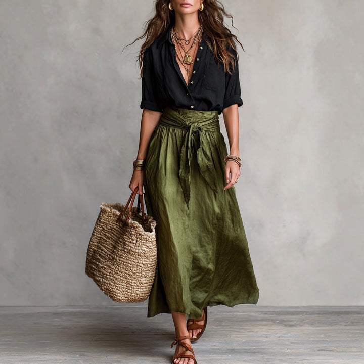 Lysiane™ | Ensemble Élégant Blouse &amp; Jupe Midi