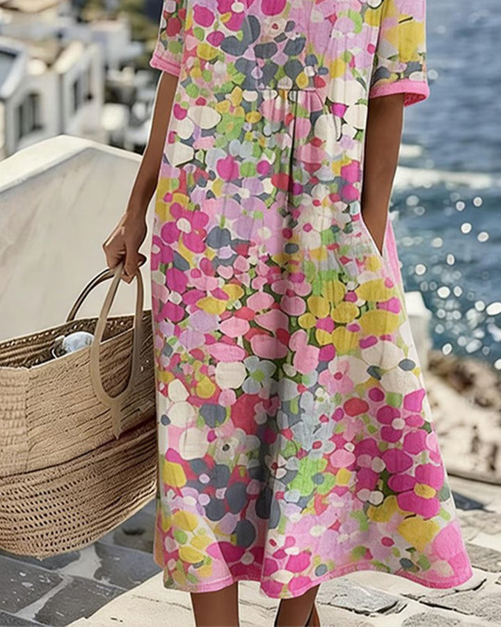 Elena | Robe Midi Florale Légère et Ample