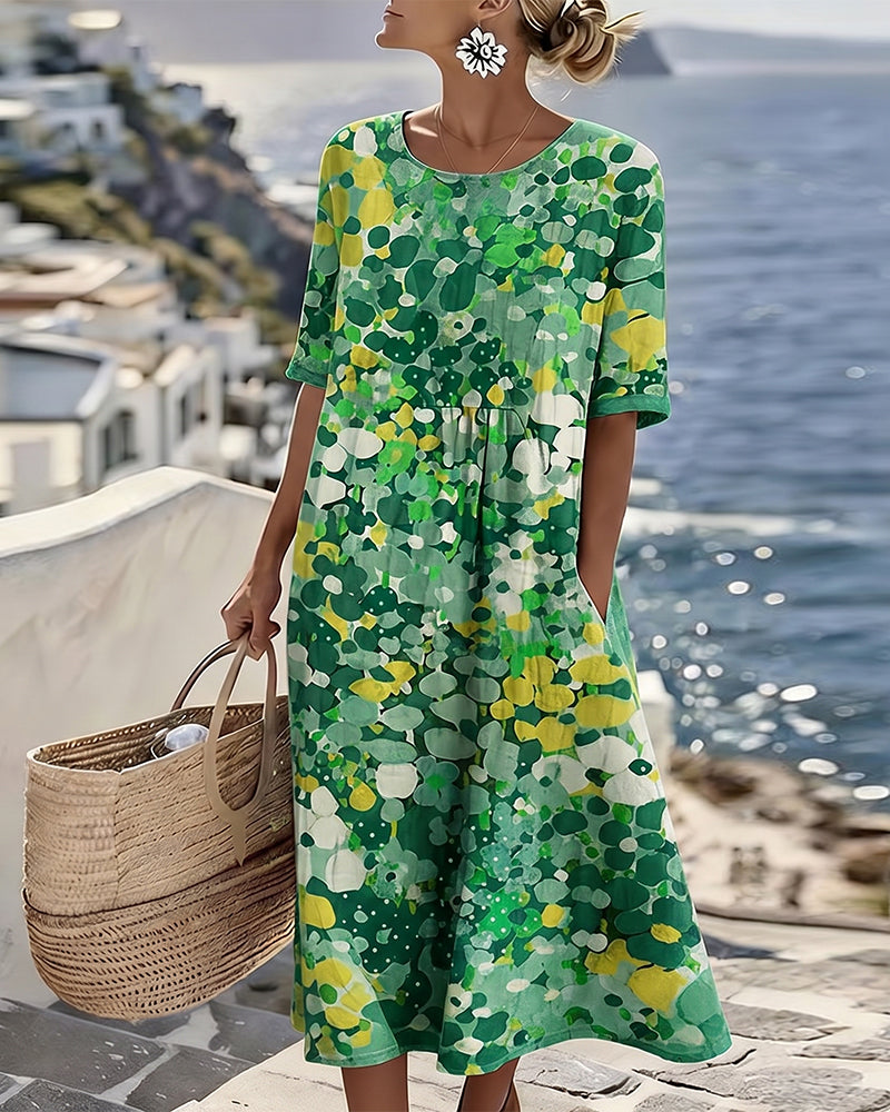 Elena | Robe Midi Florale Légère et Ample