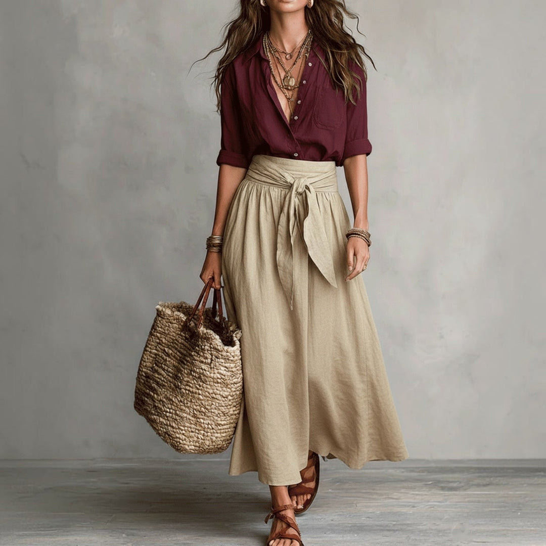 Lysiane™ | Ensemble Élégant Blouse &amp; Jupe Midi