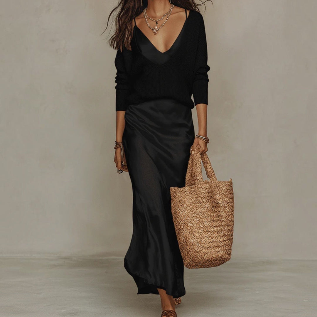 SOLÈNE™ | Ensemble Robe &amp; Gilet en Maille
