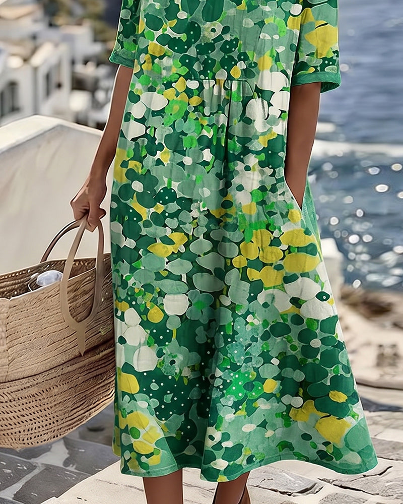 Elena | Robe Midi Florale Légère et Ample