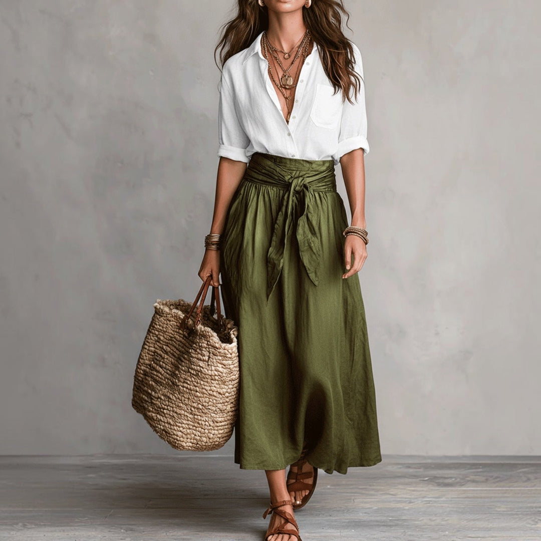 Lysiane™ | Ensemble Élégant Blouse &amp; Jupe Midi