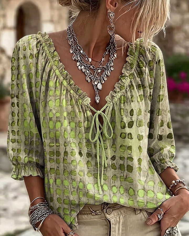 Mila | Blouse à Imprimé Bohème avec Col Liaison