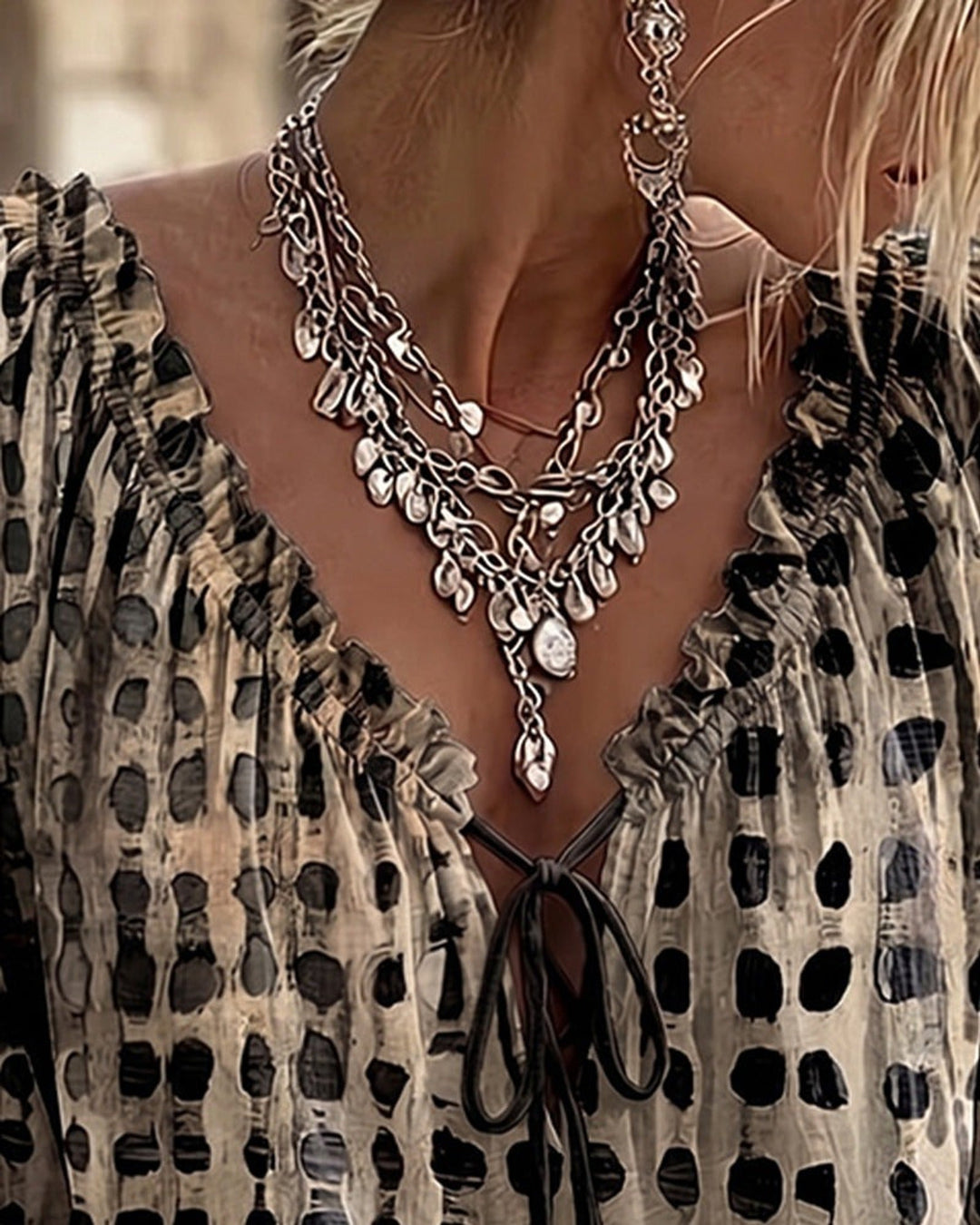 Mila | Blouse à Imprimé Bohème avec Col Liaison