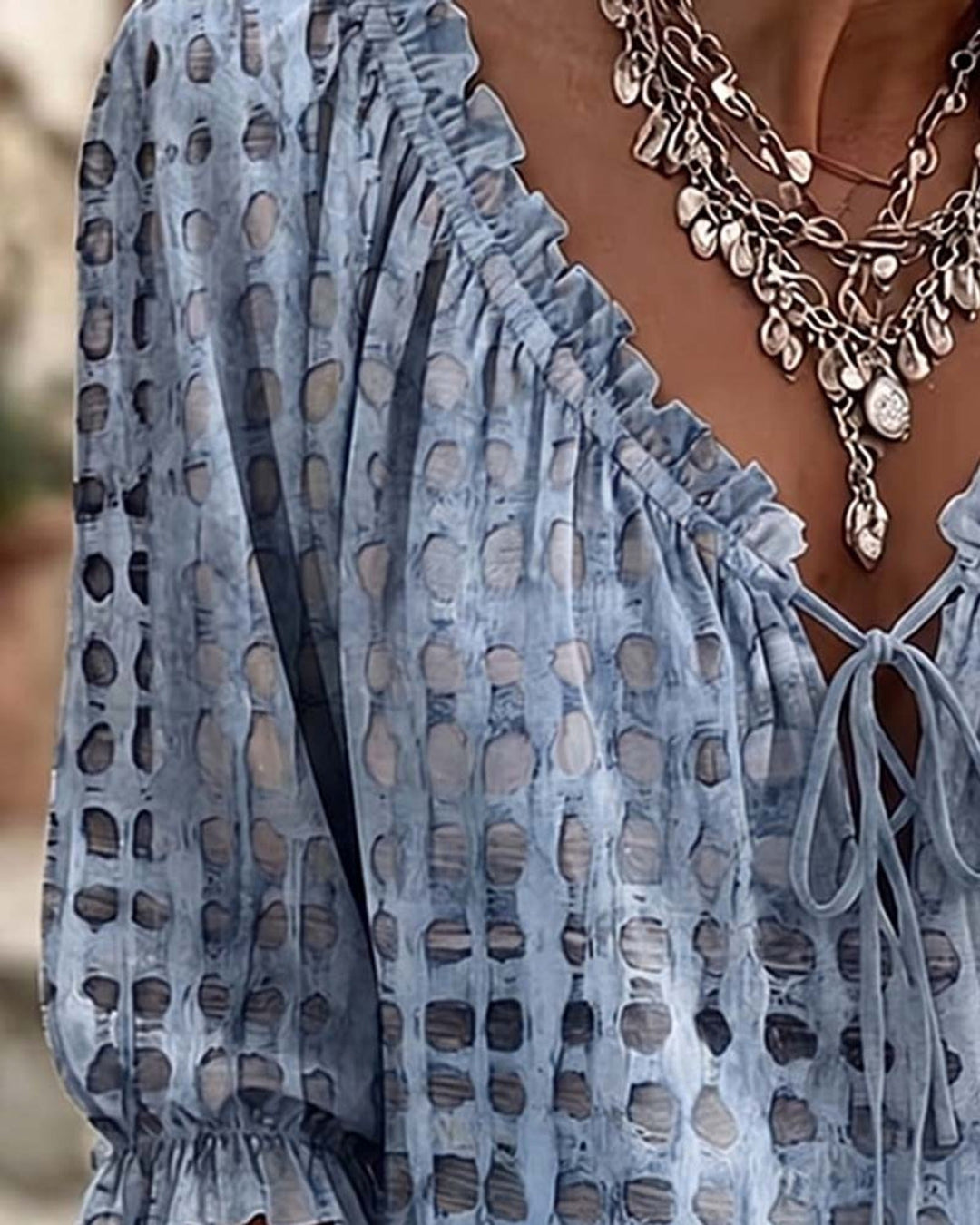 Mila | Blouse à Imprimé Bohème avec Col Liaison
