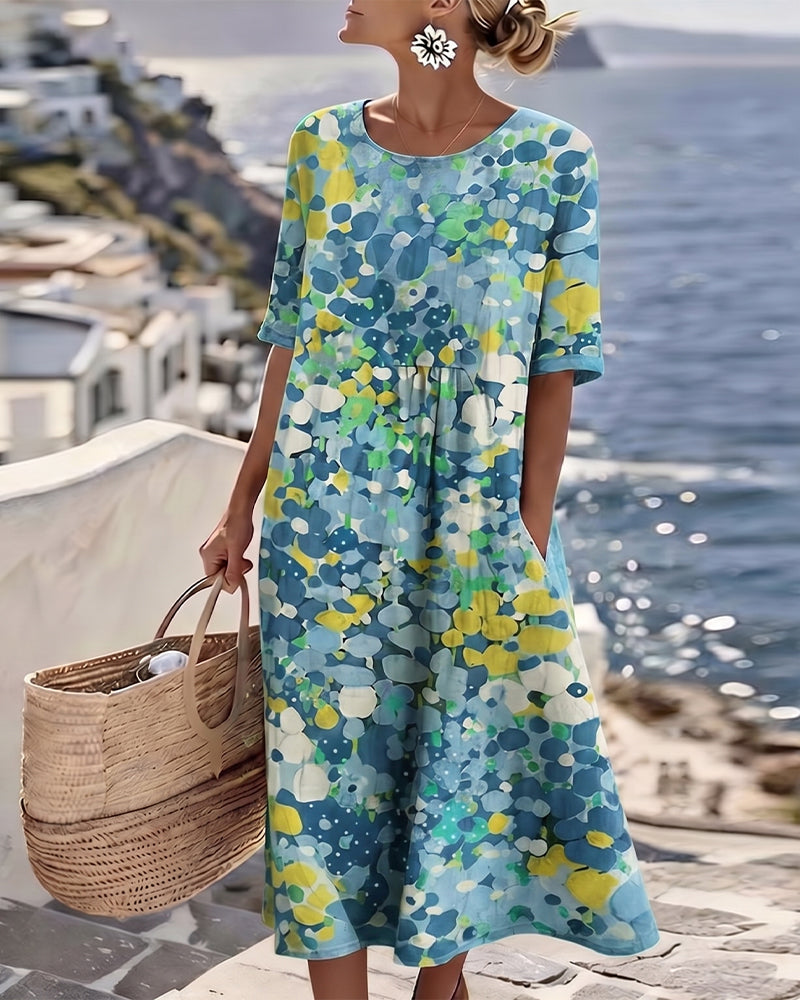Elena | Robe Midi Florale Légère et Ample