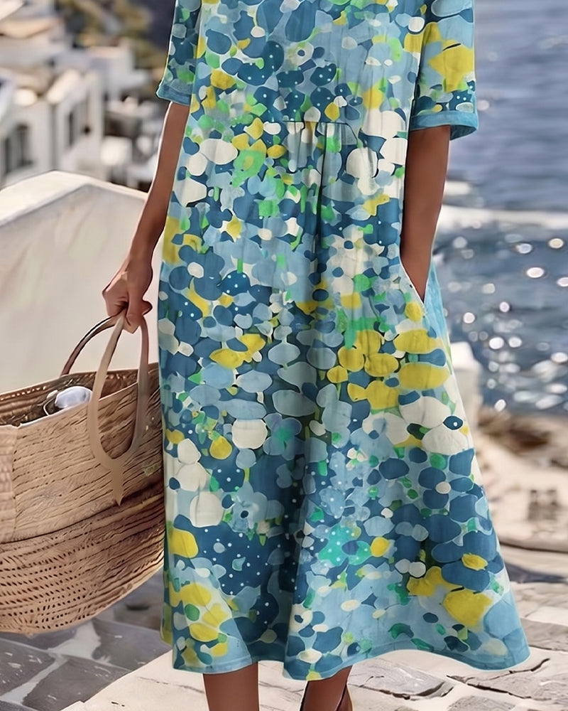 Elena | Robe Midi Florale Légère et Ample