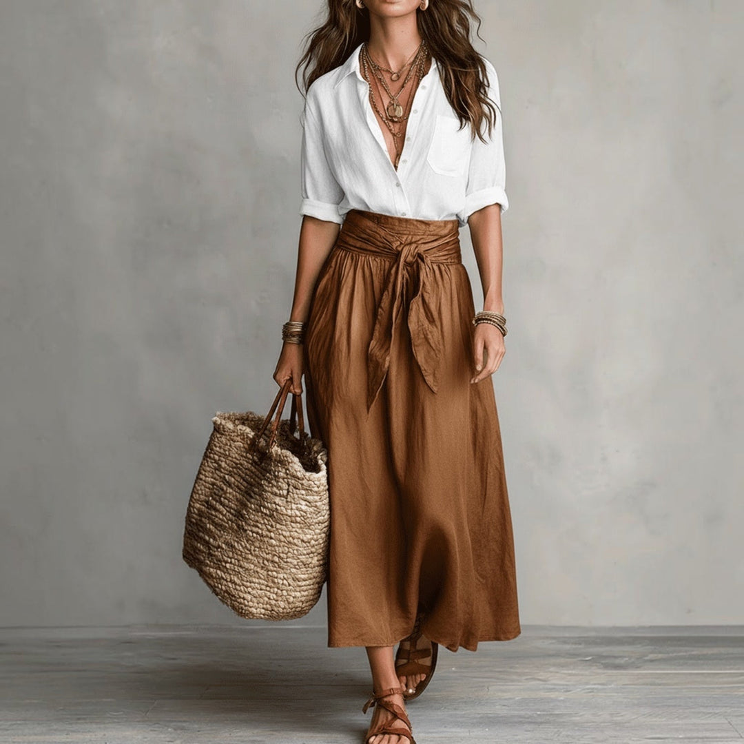 Lysiane™ | Ensemble Élégant Blouse &amp; Jupe Midi