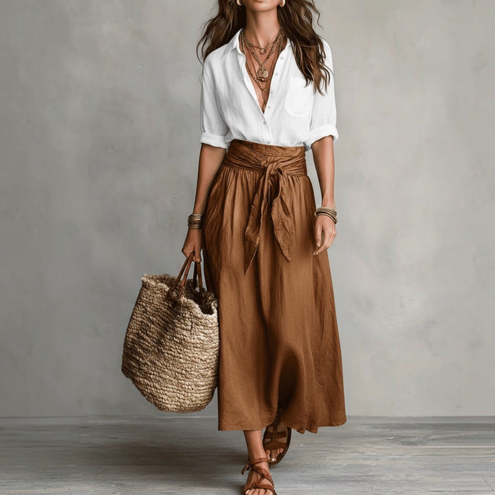 Lysiane™ | Ensemble Élégant Blouse &amp; Jupe Midi