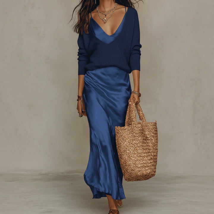 SOLÈNE™ | Ensemble Robe &amp; Gilet en Maille