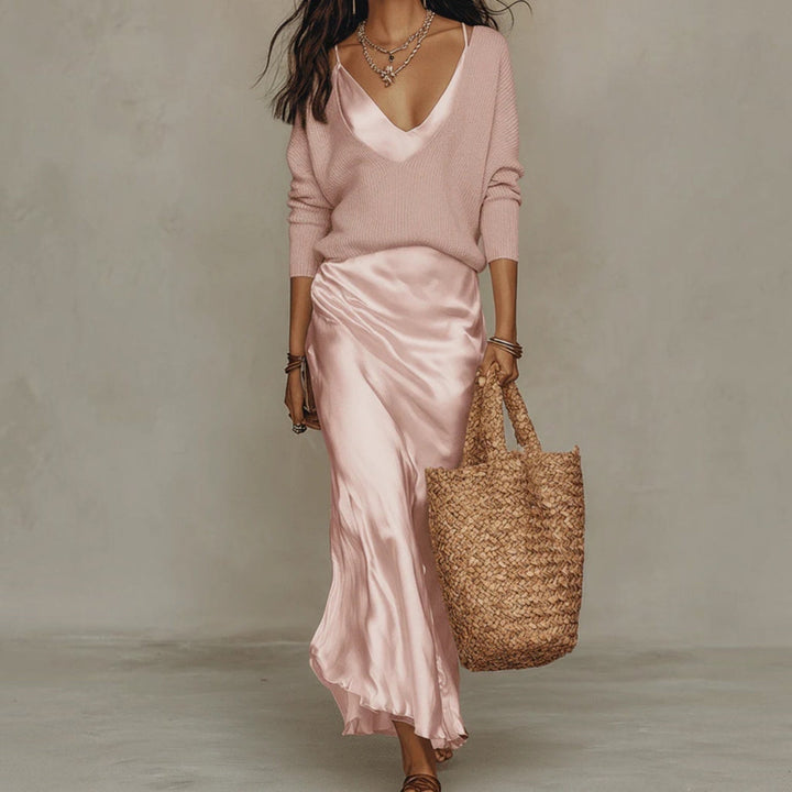 SOLÈNE™ | Ensemble Robe &amp; Gilet en Maille
