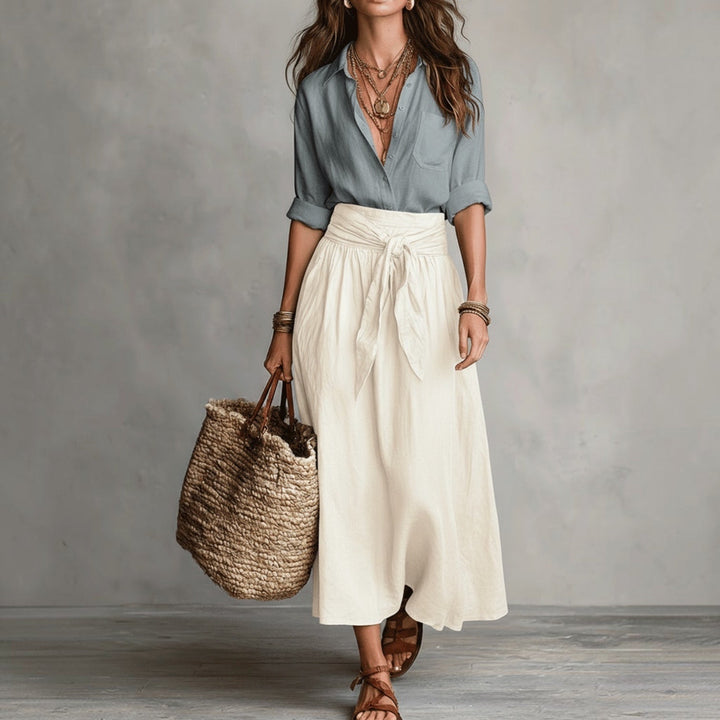 Lysiane™ | Ensemble Élégant Blouse &amp; Jupe Midi