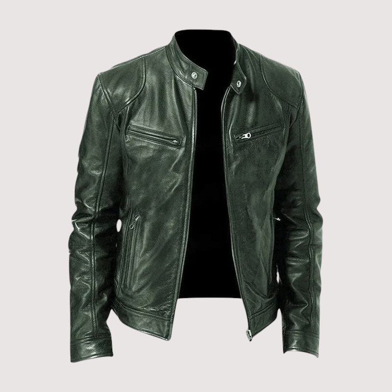 VESTE EN CUIR HAUT DE GAMME ÉLÉGANTE POUR HOMME