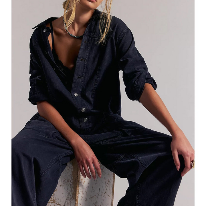 Camille™ | Salopette en Denim à Jambes Larges