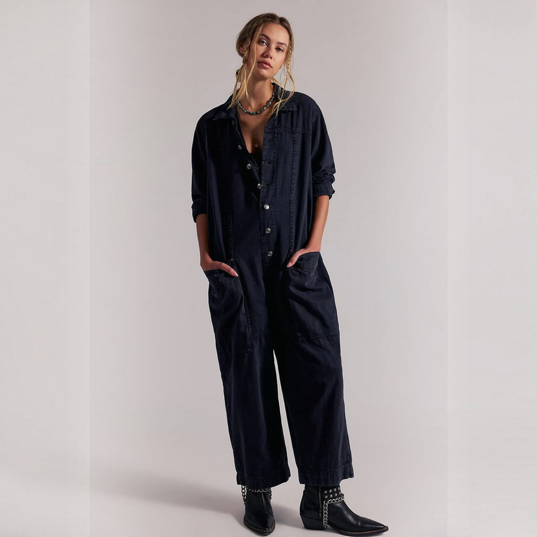 Camille™ | Salopette en Denim à Jambes Larges