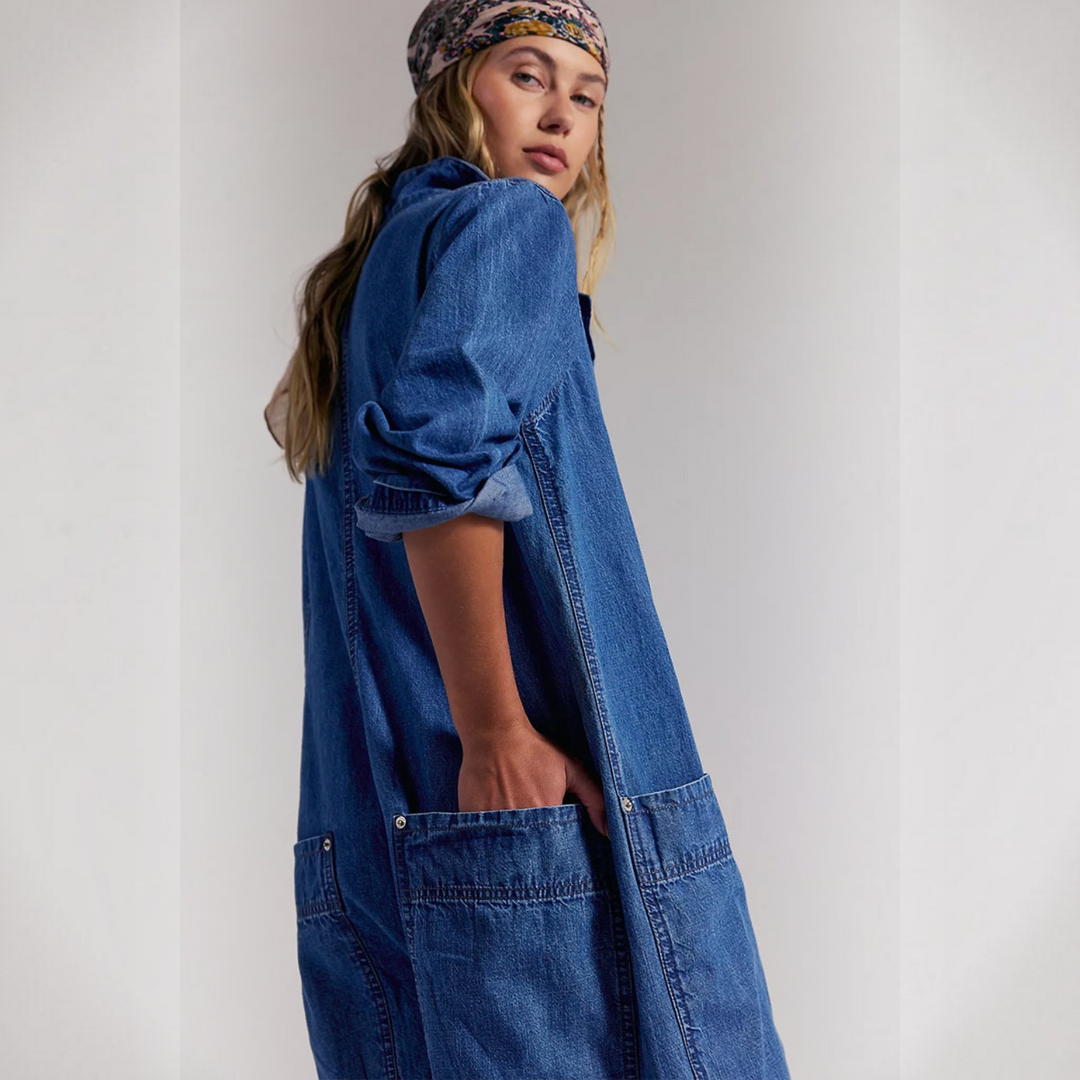 Camille™ | Salopette en Denim à Jambes Larges