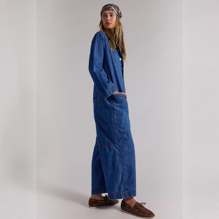 Camille™ | Salopette en Denim à Jambes Larges