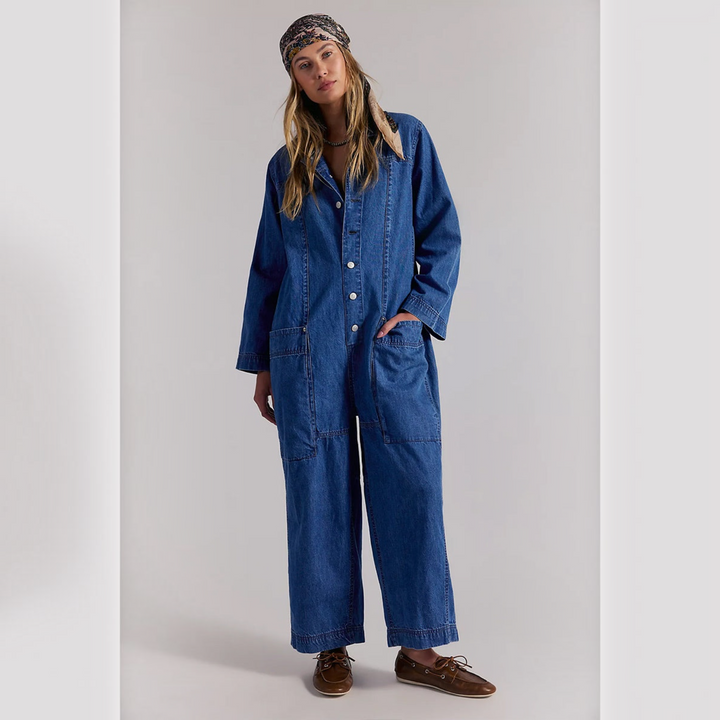 Camille™ | Salopette en Denim à Jambes Larges