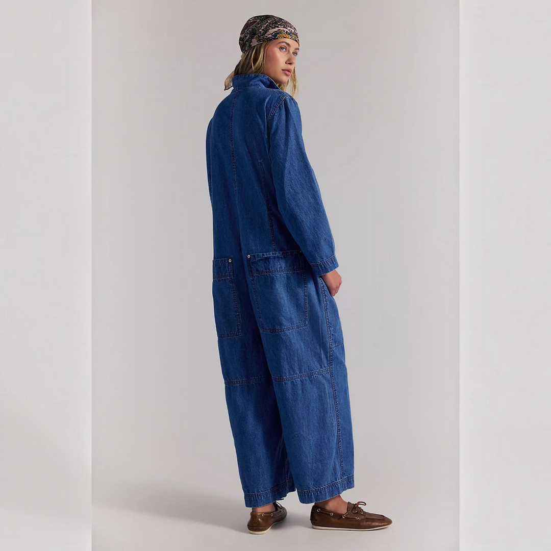 Camille™ | Salopette en Denim à Jambes Larges