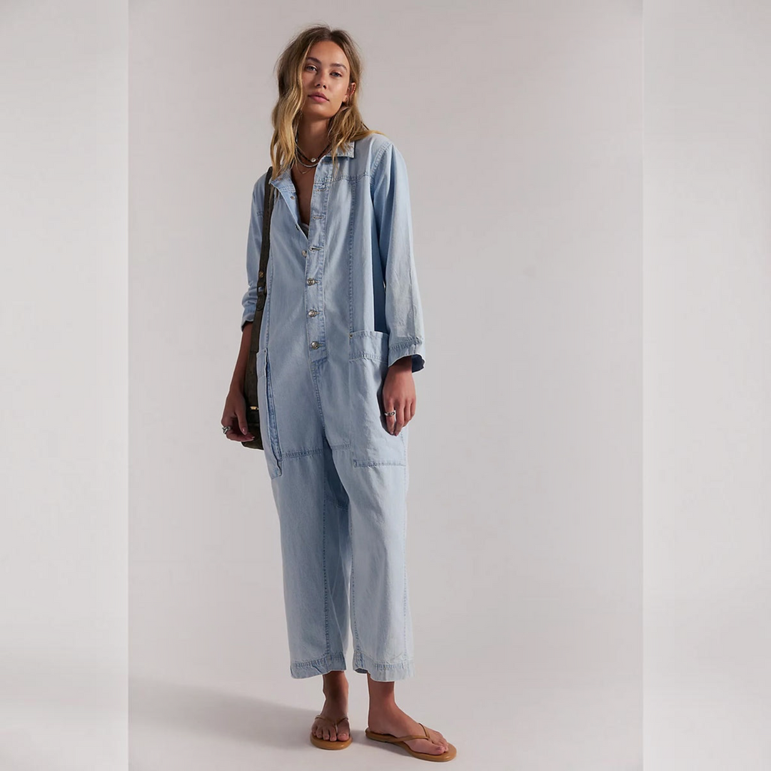 Camille™ | Salopette en Denim à Jambes Larges