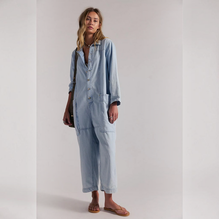 Camille™ | Salopette en Denim à Jambes Larges