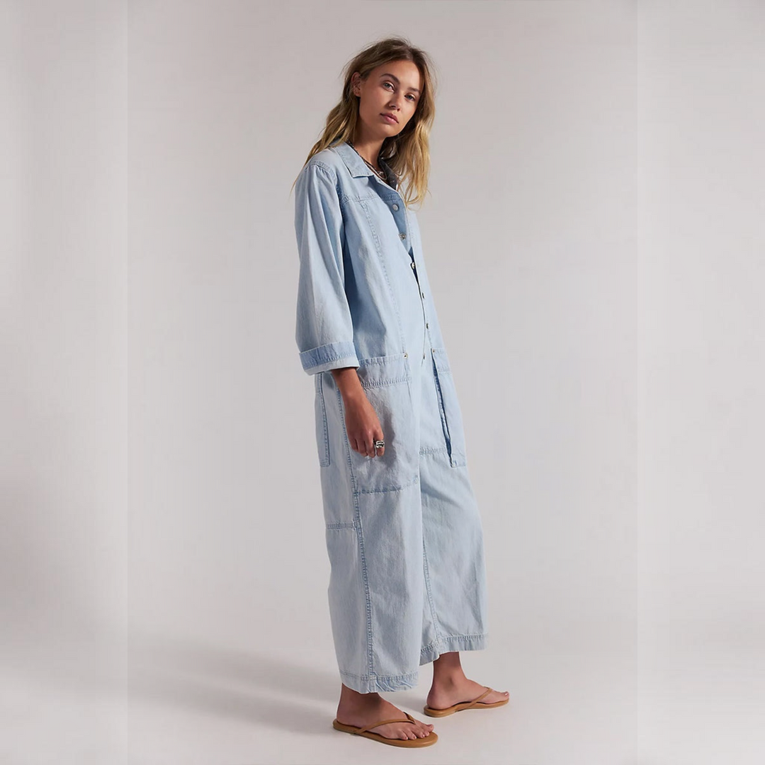 Camille™ | Salopette en Denim à Jambes Larges